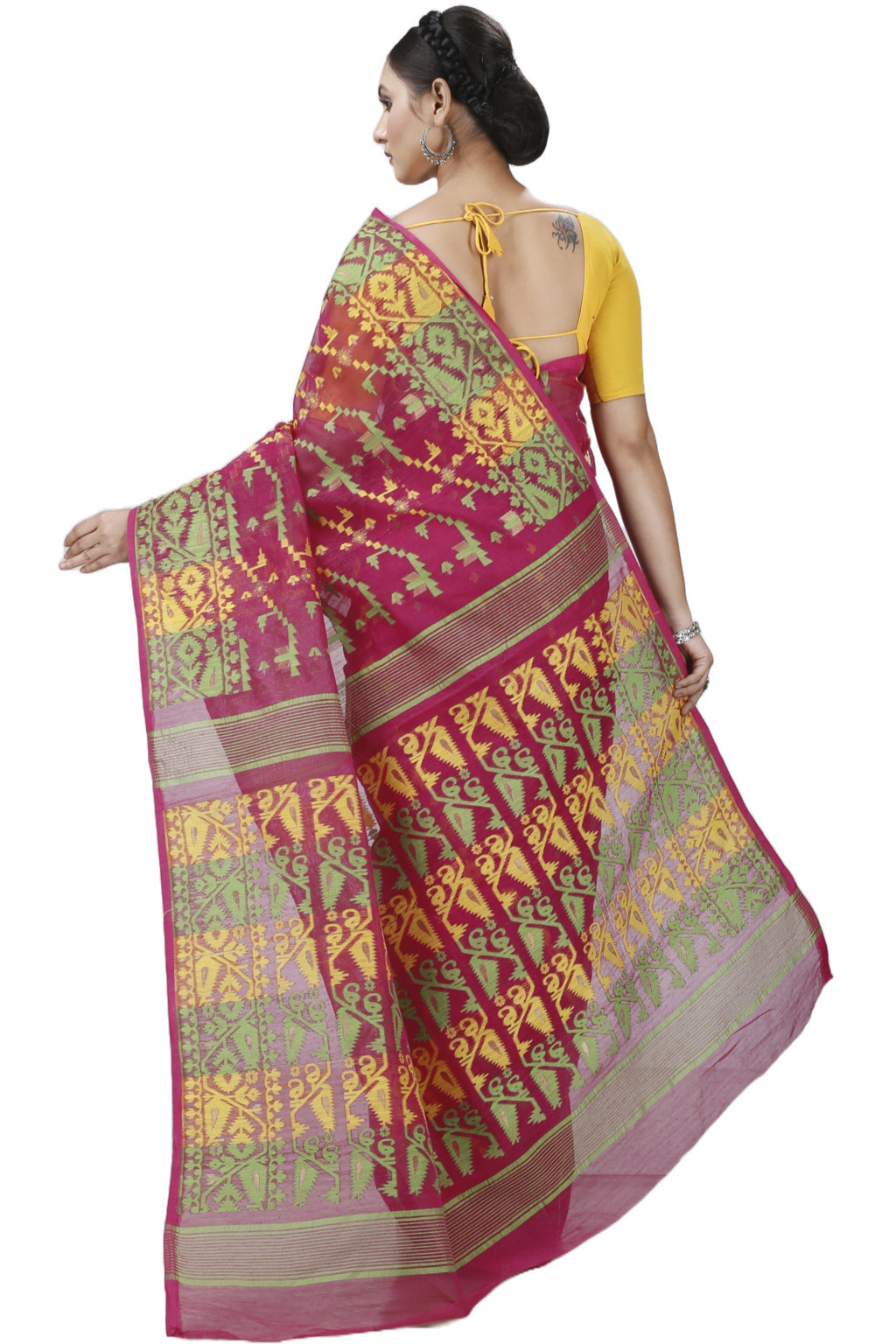 Marun Blended Cotton Jaya Jamdani Saree (1101)